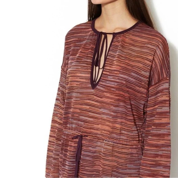 Missoni Multicolor Crochet Trim Tie Detail Sweater